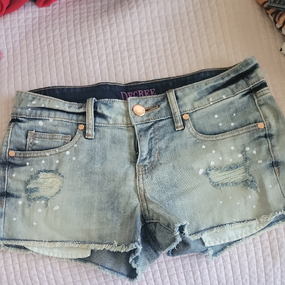 Decree Distressed Denim Shorts - Blue Size 9